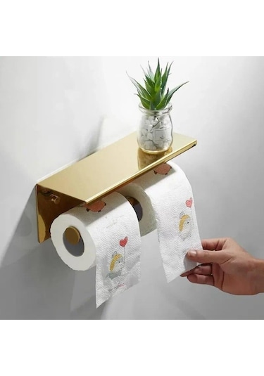 Siyah Paslanmaz Çelik Çift Rulo Doku Tutucu Banyo Duvara Monte Tuvalet Kağıdı Tutucu Su Geçirmez Uzay Doku Depolama Raf Raf