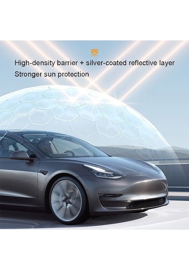 Flybuy Tesla Model Y 2 Adet/ Buz Kristal Güneşlik Araba Çatı Arka Ve Ön Sunroof Gölge Bej