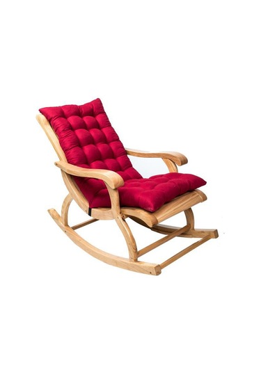 Sones 120x50x8cm Ev Yumuşak Şezlong Minderi Bahçe Kumaş Sırtlıklı Rattan Sandalye Minderi Bordo