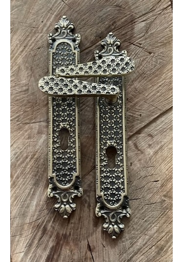 ANTİK SARI KAPI KOLU PİRİNÇ YALE AHŞAP KAPI KOLU PİRİNÇ EL YAPIMI