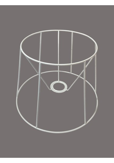 Konik Abajur Teli İskeleti Beyaz Statik Boyalı E27 Çap 30 Cm Metal