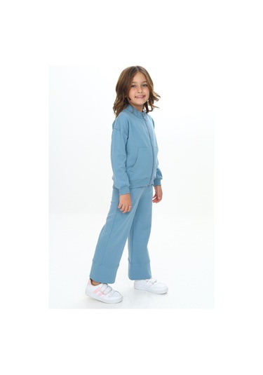 Toontoy Kız Çocuk Mood Nakışlı Eşofman Takım Koyu Mavi