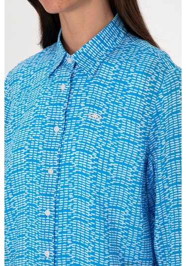 U.s. Polo Assn. Kadın Kobalt Gömlek Desenli 50306433-vr077 Kobalt