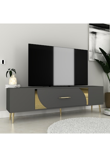 Dekop2ct Tv Sehpası Antrasit-altın