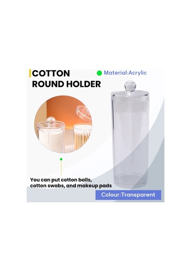 Leasetake Yüz Makyajı Kabı Pamuk Pedleri Yuvarlak Kapaklı Dağıtıcı Şeffaf Akrilik Dağıtıcı Pamuk Şeffaf