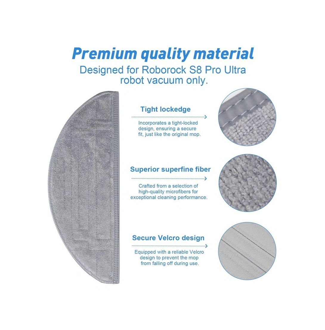 Amigaelegant Roborock S8 Pro Ultra Yeniden Kullanılabilir Mikrofiber Pedler İçin 8 Adet Paspas Bezi