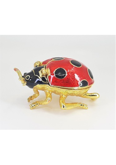 Swaroski Taşlı Metal Uğur Böceği Mücevher Kutusu