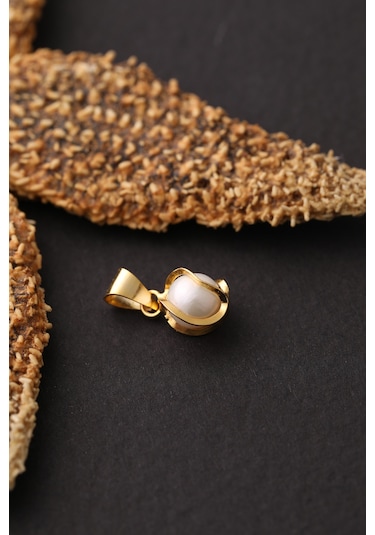 14 Ayar Altın Incili Kafesli El Işi Kolye Ucu