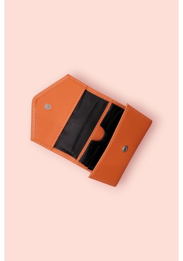 Modica Paris - Vegan Deri Akordiyon Kartlık Cüzdan Şıklık Ve Fonksiyonun Buluştuğu Kusursuz Tasarım Turuncu