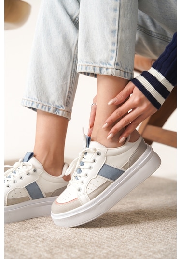 Garantili D2501 Günlük Ortopedik Kadın Sneaker Spor Ayakkabı Beyaz