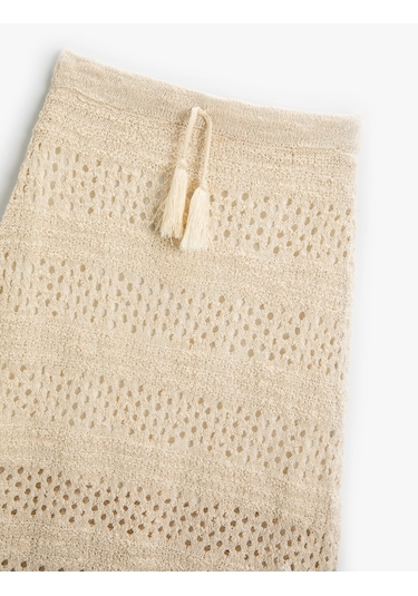 Koton Ajurlu Etek Çiçek Detaylı Ekru 4skg90032ht Ekru