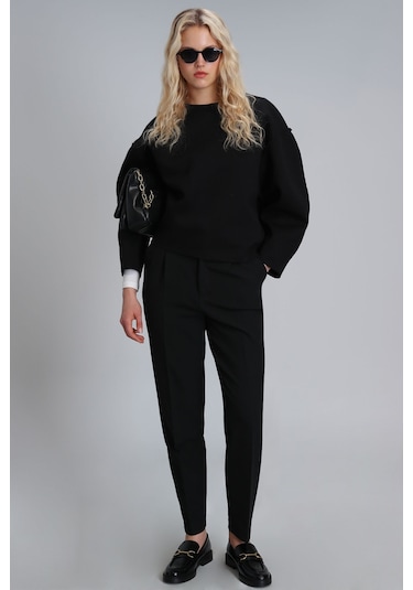 Lufian Selin Kadın Örme Sweatshirt - Siyah 122030005100100