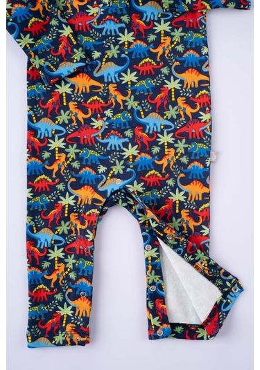 Boumini Bebek Uzun Kollu Çıtçıtlı Tulum Dinazor Desenli-renkli Çok Renkli