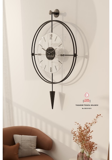 MetaQuartz Aksesuar Siyah Şeffaf Camlı Laclock Konik Serisi Siyah - Modern Dekoratif Siyah