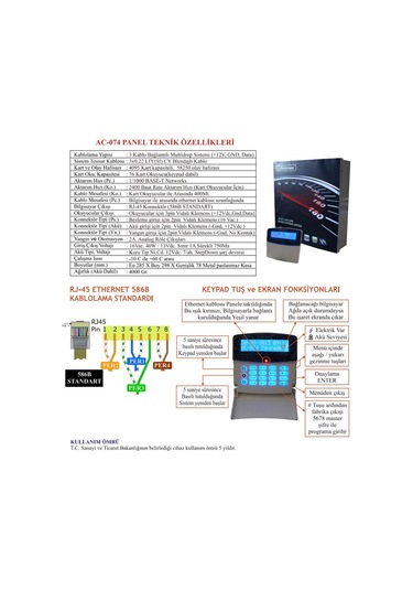 Electrosec Ac-075eth Güvenlik Amaçlı Off-line Ve Online Kartlı Geçiş Sistemi