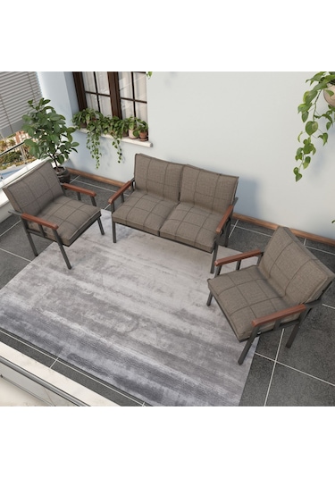 Mygusi Modern'' Metal Kanepe Koltuk Takımı - 2 1 1 Capucino