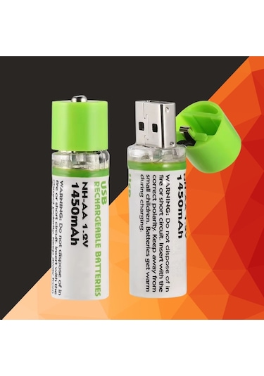 Mercansa Buffer Usb Şarjlı 1450mah Aa 1.2v Lityum Kalem Pil - 2 Li Set, Tekrar Şarj Edilebilir Uzun Ömürlü Dönüştürülebilir Batarya