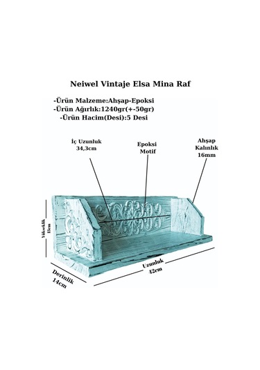 Neiwel Vintage Elsa Mina Eskitme Beyaz Raf