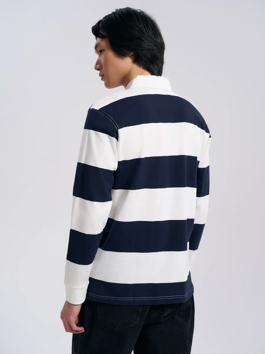 Tvoe Çizgili Polo Yaka Ve Uzun Kollu 330668984 Mavi