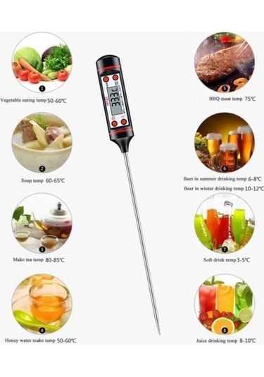 Tp Daldırma Saplama Tipi Dijital Gıda Sıcaklık Ölçer Termometre - Termometreler - 2 Yıl