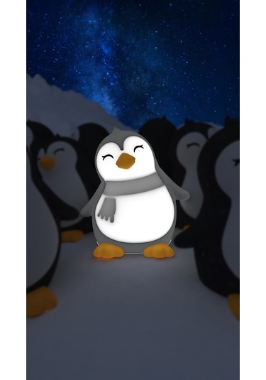 Dhink Silikon Şarjlı Gece Lambası Penguen Beyaz - Siyah