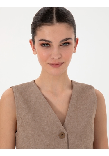 Pierre Cardin Kadın Camel Yelek Dokuma 50306488-vr015