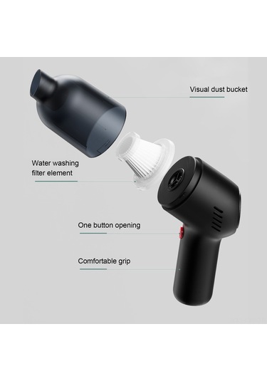 Ranyeek Oto Ve Ev Kullanıma Uygun Mini El Tipi Süpürge - 120w Güçlü Vakum, 8000 Mbar Emme, Usb Şarjlı, Siyah-beyaz-koyu Yeşil Seçenekli