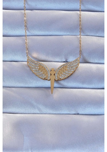 316l Çelik Altın Renk Zirkon Taşlı Mikail Kolye - Tj-bko9263