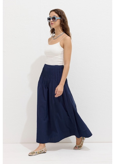 Manuka Nervürlü Vual Etek Lacivert