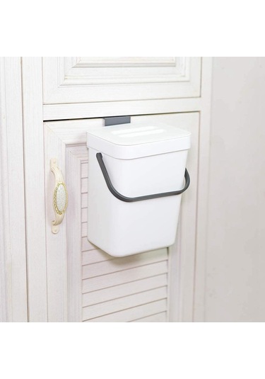 Suntek Modern Atık Çöp Kutusu Duvara Monte Ofis Mutfak Kapağı Beyaz 3l Beyaz