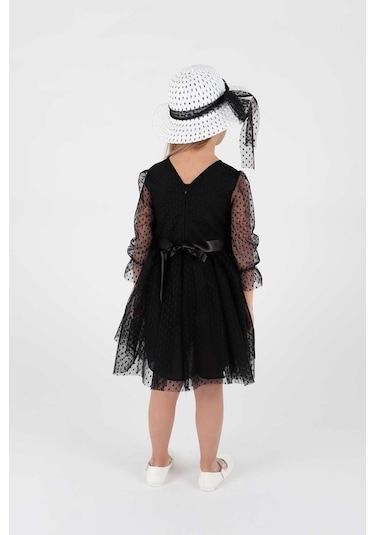 Ahengim Kız Çocuk Şapkalı Ve Tül Dantel Trend Elbise Ak2228 001