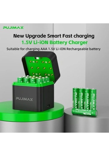 Besthome1 Dream011 Pujımax 12 Yuvalı Aaa 1.5v Şarj Edilebilir Lityum Pil Şarj Kutusu Ve 12 Adet Aaa Pil
