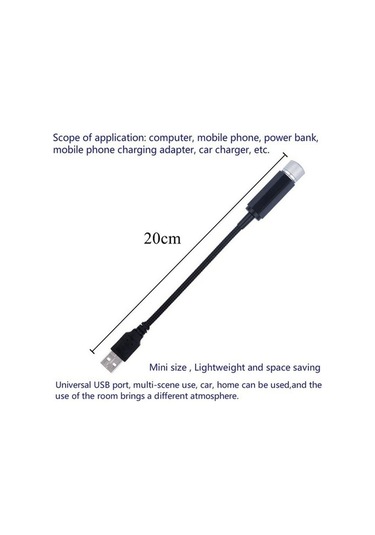 Szypzstore Araba Led Yıldızlı Gökyüzü Işıkları Araba Iç Atmosfer Tavan Gece Yıldız Işığı Lambası Usb Atmosfer Işıkları 2pu0h4 Beyaz