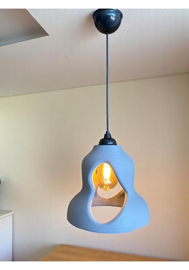 Beton Görünümlü Şık Ve Modern İskandinav Avize Rustik Ampul Hediyeli Gri