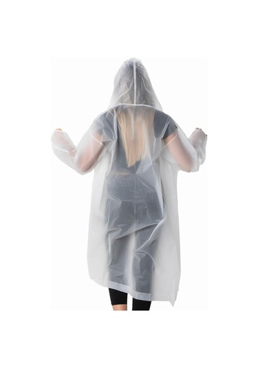 Marlux Unisex Su Rüzgar Geçirmez Kapüşonlu Çıtçıt Düğme Eva Yağmurluk - Beyaz - Kırmızı