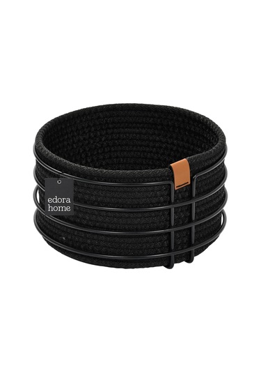 Mat Siyah Yuvarlak Ekmek Sepeti Şık,ekmeklik Siyah Hasır Örmeli Makrome-çok Amaçlı Metal Paslanmaz Siyah