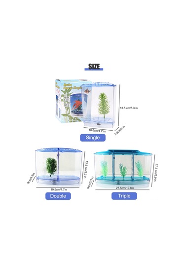 Xiyyadms Ofis İçin Akrilik Çift Bölmeli Mini Akvaryum - Led Aydınlatmalı, Balık Yavrusu Yetiştirme Ve İzolasyon Özellikli