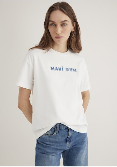 Mavi - Mavi Baskılı Ekru Tişört 1613146-70057 Ekru