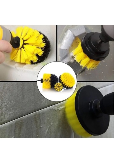 Matkap Ucuna Takılan 3&amp Apos Lü Fırça Temizlik Seti 4741