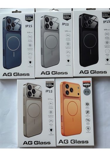 İphone 15 Ag Glass Magsafe Siyah Kaliteli Kılıf Yeni Trend Şok Emici & Tam Koruma, 5 Renk Turuncu
