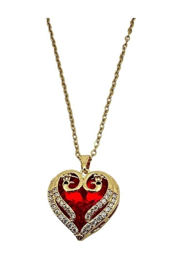 Arnes Jewelry Çelik Zirkon Taşlı Kalpli Kolye Ar484nes Gold