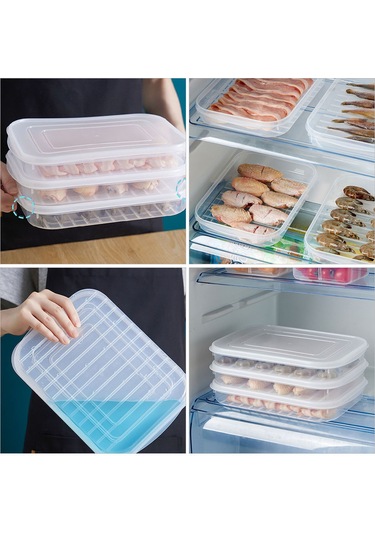 Youmex Transparan Plastik Muhafaza Kutusu - Et, Balık, Sebze Saklama İçin Hermetik Kapaklı, Su Birikimi Olmayan, Buzdolabı İçin Yığılabilir 2 Adet Set Beyaz