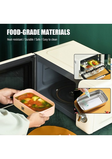 Leezsing 1.4l Öğle Yemeği Kutusu Paslanmaz Çelik Çift Katmanlı 3 Bölmeli Bento Kutusu Sızıntı Yok Büyük Kapasite Yetişkinler Çocuklar Kamp Ofis Pembe