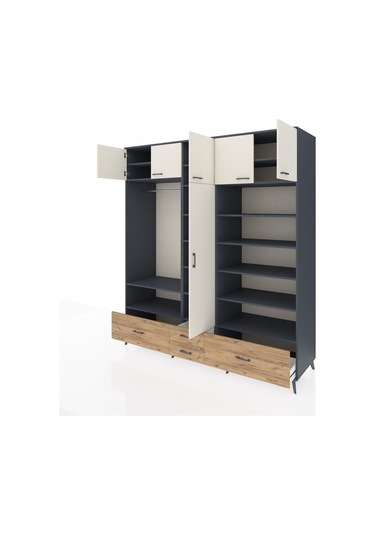 Kronos Dolap 18 Raflı 4 Çekmeceli Tek Askılı 220x59x243 Antrasit-aytaşı/çam Aytası/atlas Çam Kronos Dolap 18 Raflı 4 Çekmeceli Tek Askılı 220x59x243 Antrasit-aytaşı/çam Aytası/atlas Çam