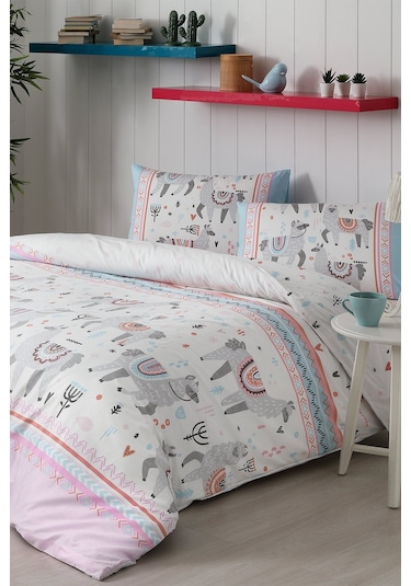 Floretta Cute Alpaca Çift Kişilik Nevresim Takımı 43196 Pembe