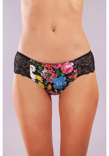 Golshan Garden Boy Short, Kadın Dantelli Çiçek Baskılı Şort Külot Çok Renkli