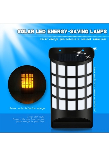 Ebitda Güneş Enerjili Alev Efektli Duvar Lambası - 2000mah Pil, Ip65 Su Geçirmez, Otomatik Aç/kapa