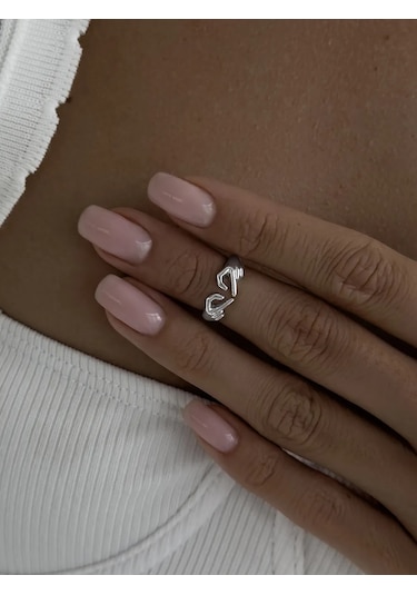 Sılverme Falanksa Takılan Kalp Şeklinde Gümüş Yüzük 925 Ayar Gümüş 272526828 Gümüş