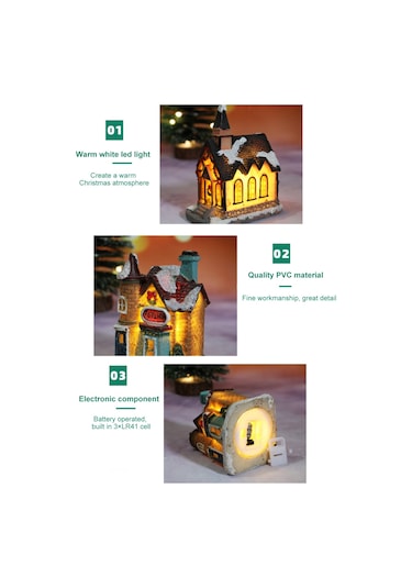 Teltree Noel Dekorasyonu Açık Ev Modeli G, Pvc+reçine Malzeme, Islak Işık, Mini Manzaralı Noel Hediyesi Diğer