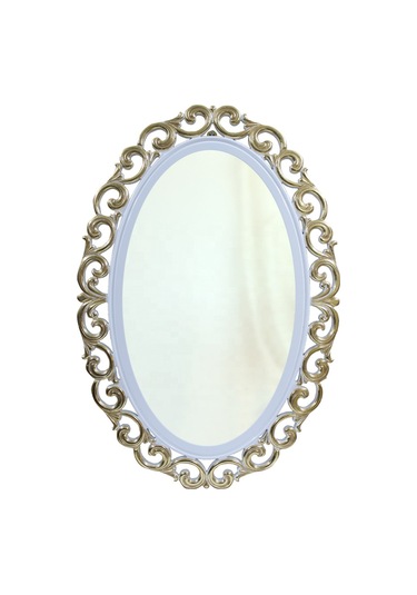 Dresuar-Zigon Takım ASLAN Model Kayın Oyma Varak Parlak Beyaz Boya Nakış OVAL ayna El Yapım Beyaz